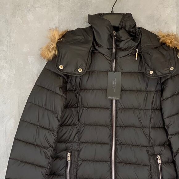 MARC NEW YORK Black Eleanor Mock Neck Full-Zip Faux-Fur Hooded Quilted Jacket - Picture 5 of 13